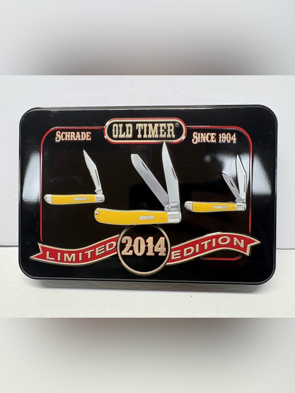 Schrade Old Timer 2014 limited-edition 3-knife collector Tin gift set